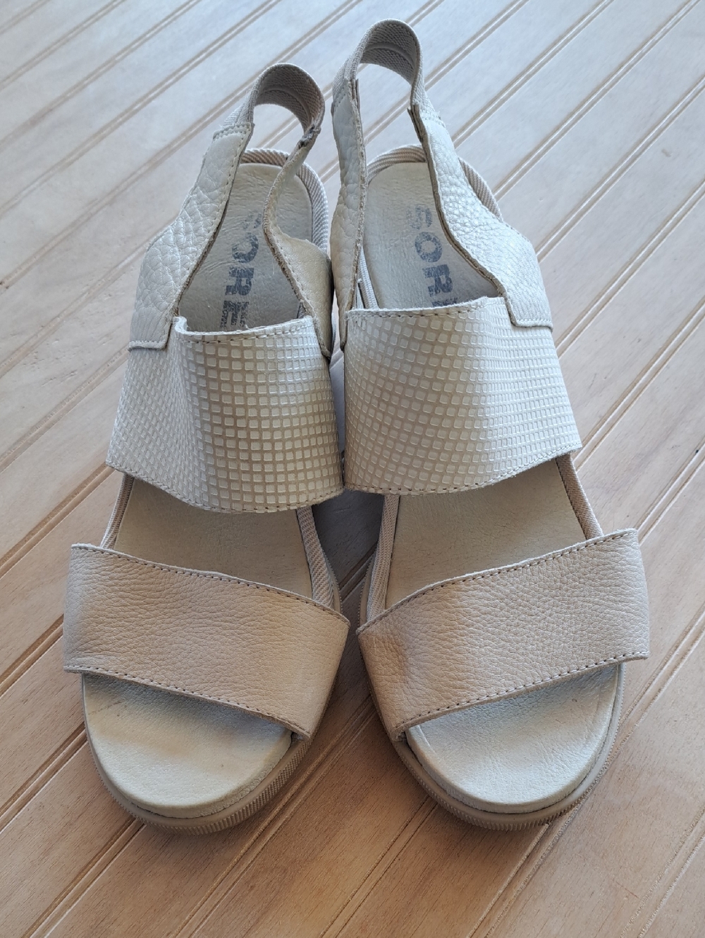 Sorel Joanie II Slingback Wedge Sandals Ivory Leather Platform Comfy